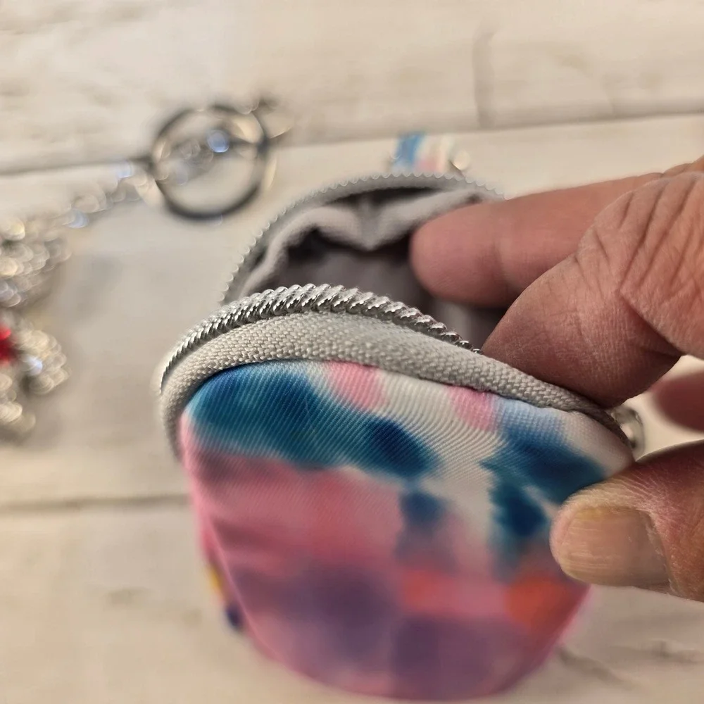 Bundle of 4 Rhinestone Sneaker Teddy Bear Tie Dye Pouch‎ Leopard Keychain Charms